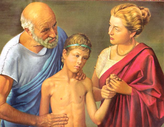 Hippocrates examines a child